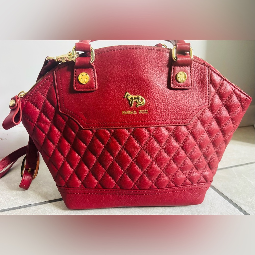 Emma Fox Red Quilted Dome Satchel